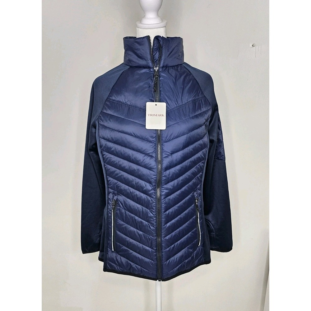 Trimark‎ Women's Blue Puffer Jacket Poly Sleeves Med Embro Michigan Lottery